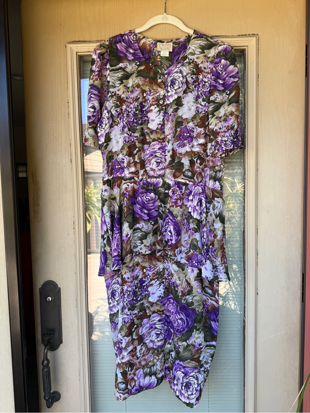 Vintage Floral Purple Peplum Midi Dress - Pellini by Von Bramlett